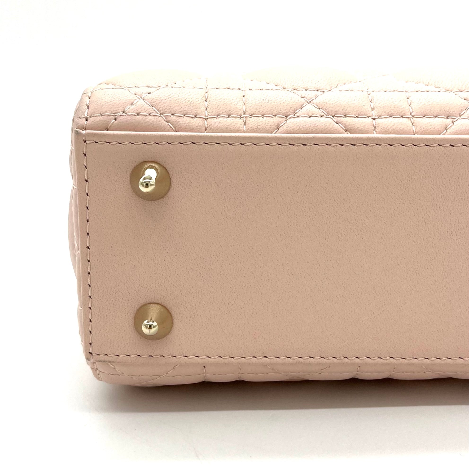 CHRISTIAN DIOR Lambskin Cannage Small My ABCDior Lady Dior Rose Poudre