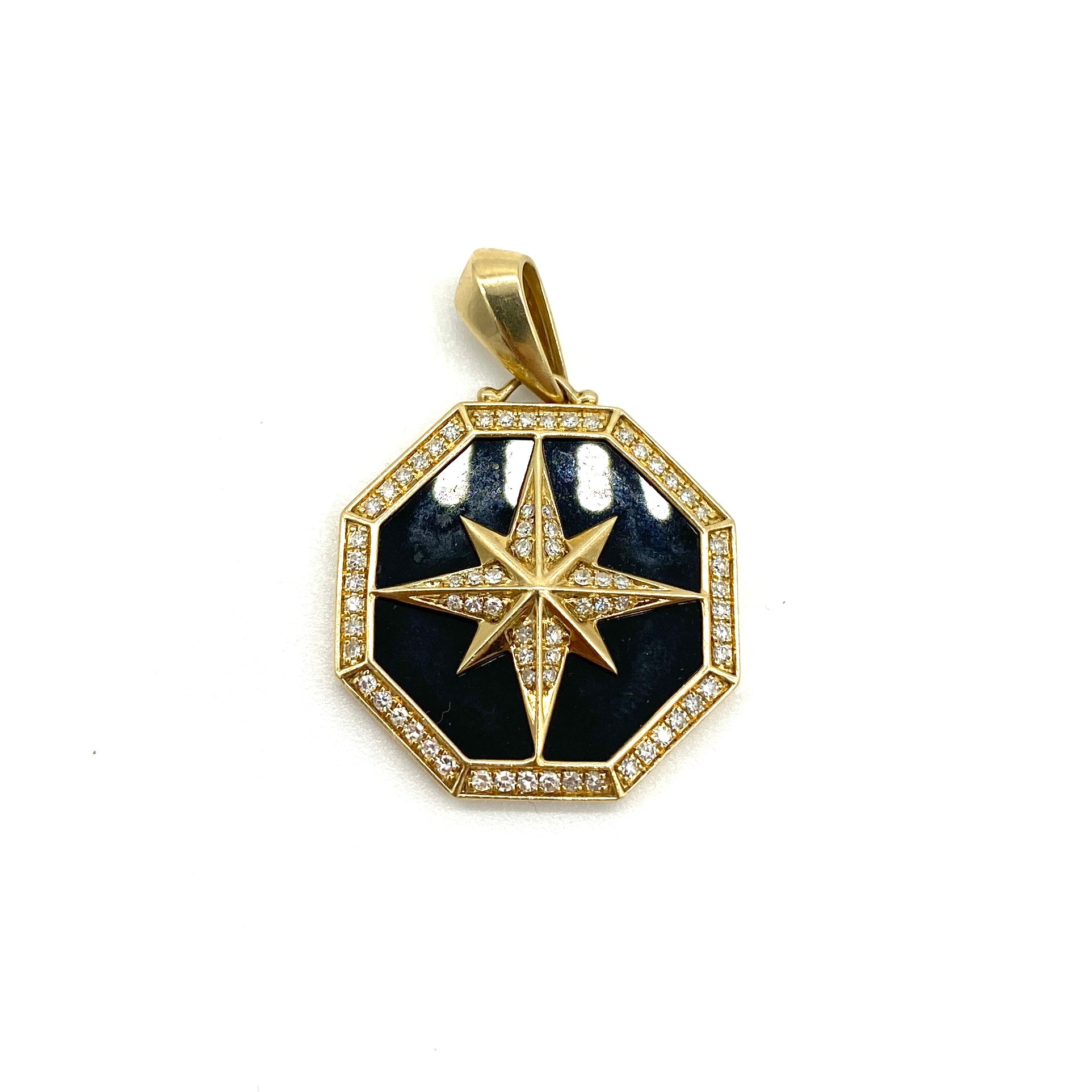 14k Yellow Gold & Diamond Compass Pendant