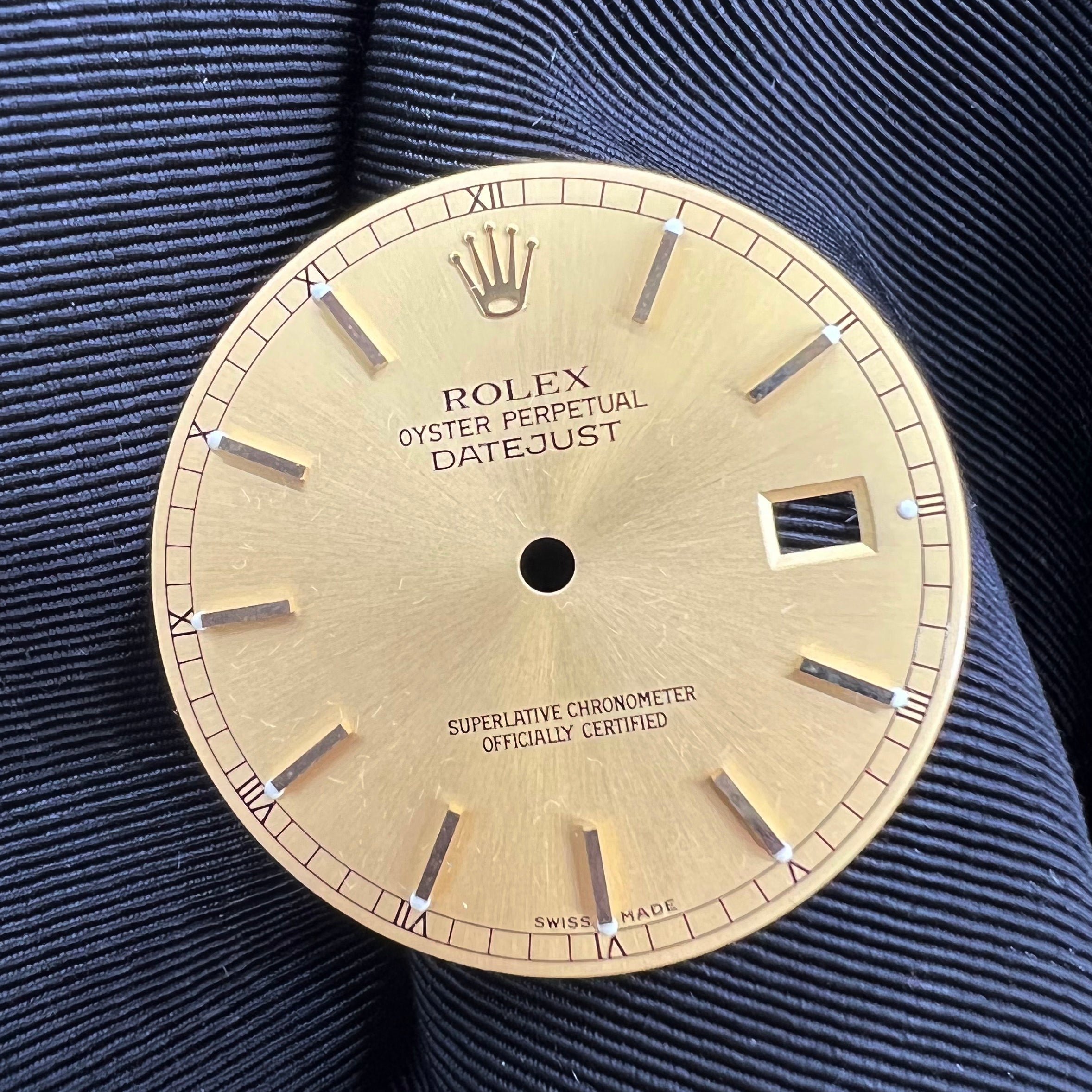 Guaranteed Authentic Rolex Oyster Perpetual Datejust  With Date Model 16233 Superlative Chronometer Officially Certified Swiss Made Gold Dial 36mm