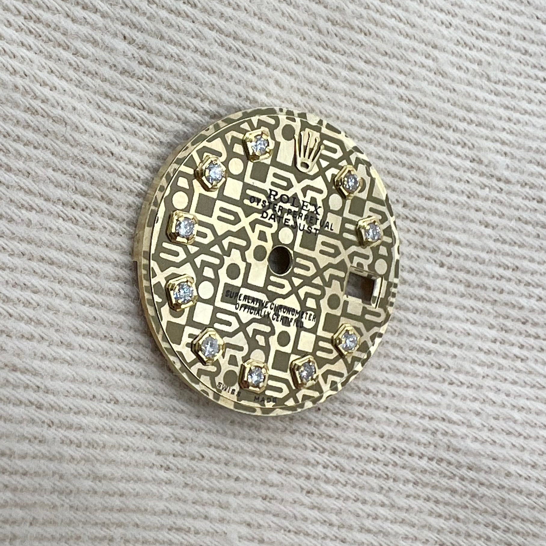 Rolex President Oyster Perpetual Date Just Gold 10pt Diamond With Gold Border Anniversary Dial 26mm