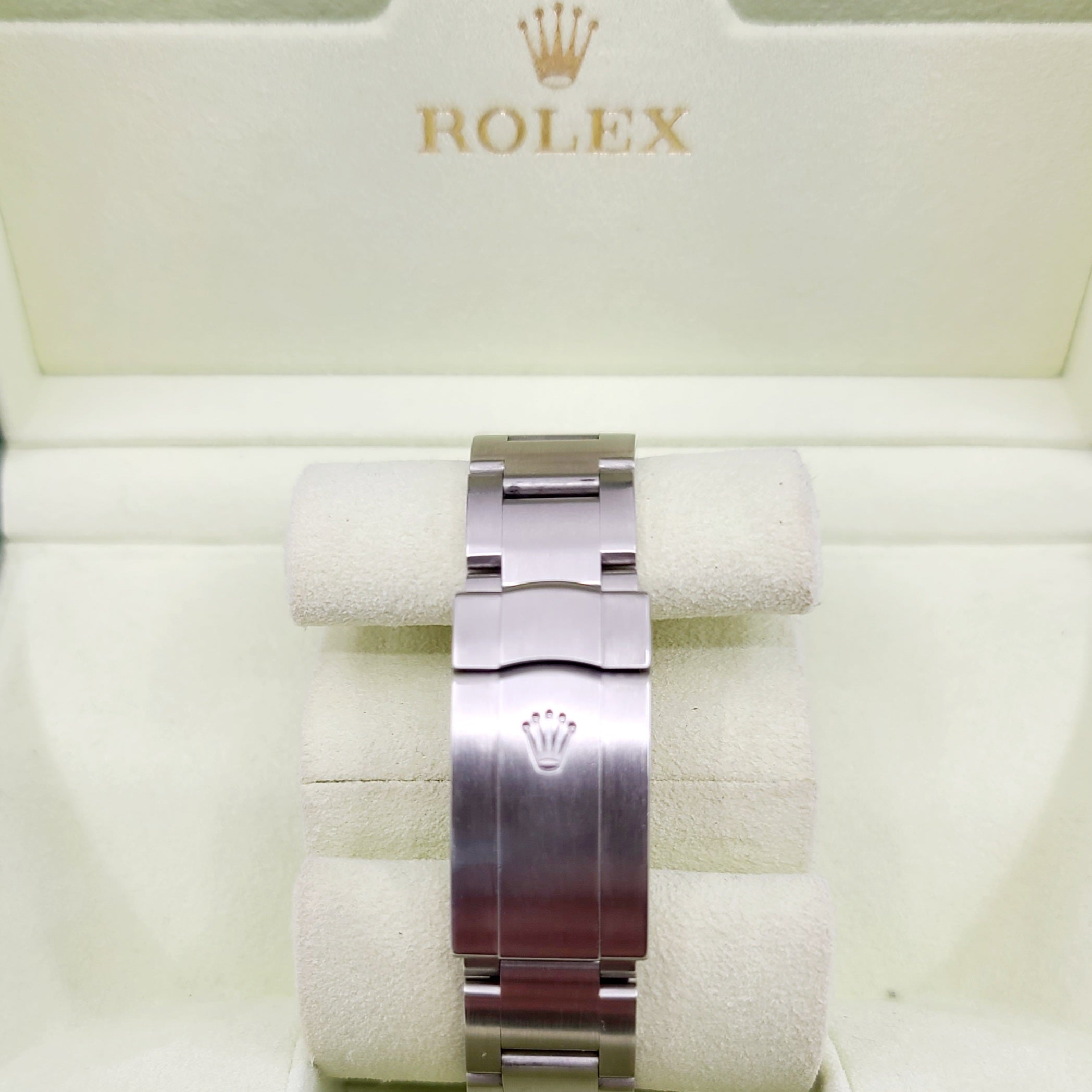 Rolex 114200 Air King Blue Baton Dial Domed Bezel Steel