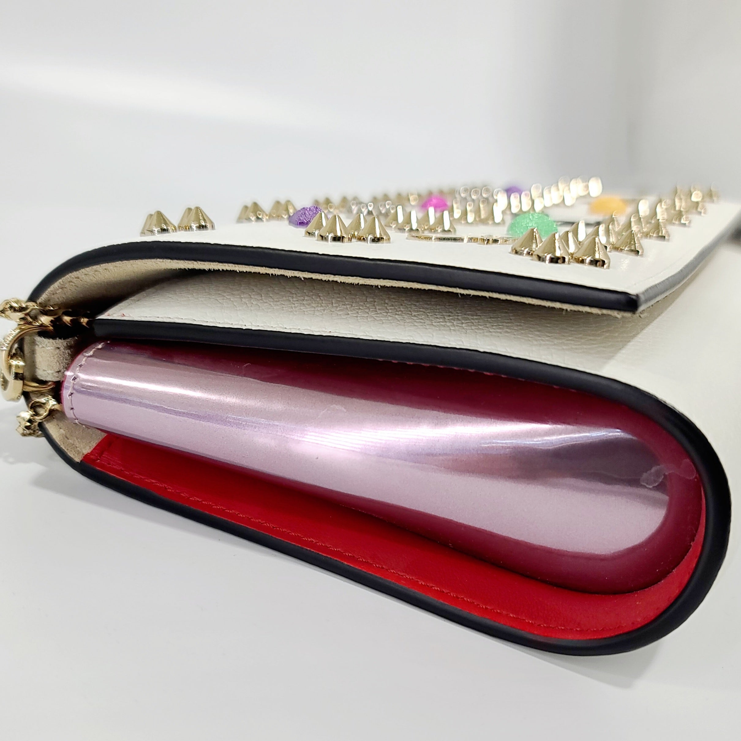 CHRISTIAN LOUBOUTIN PALOMA CLUTCH CALF EMP/SP LOUBINTHESKY GRANITE