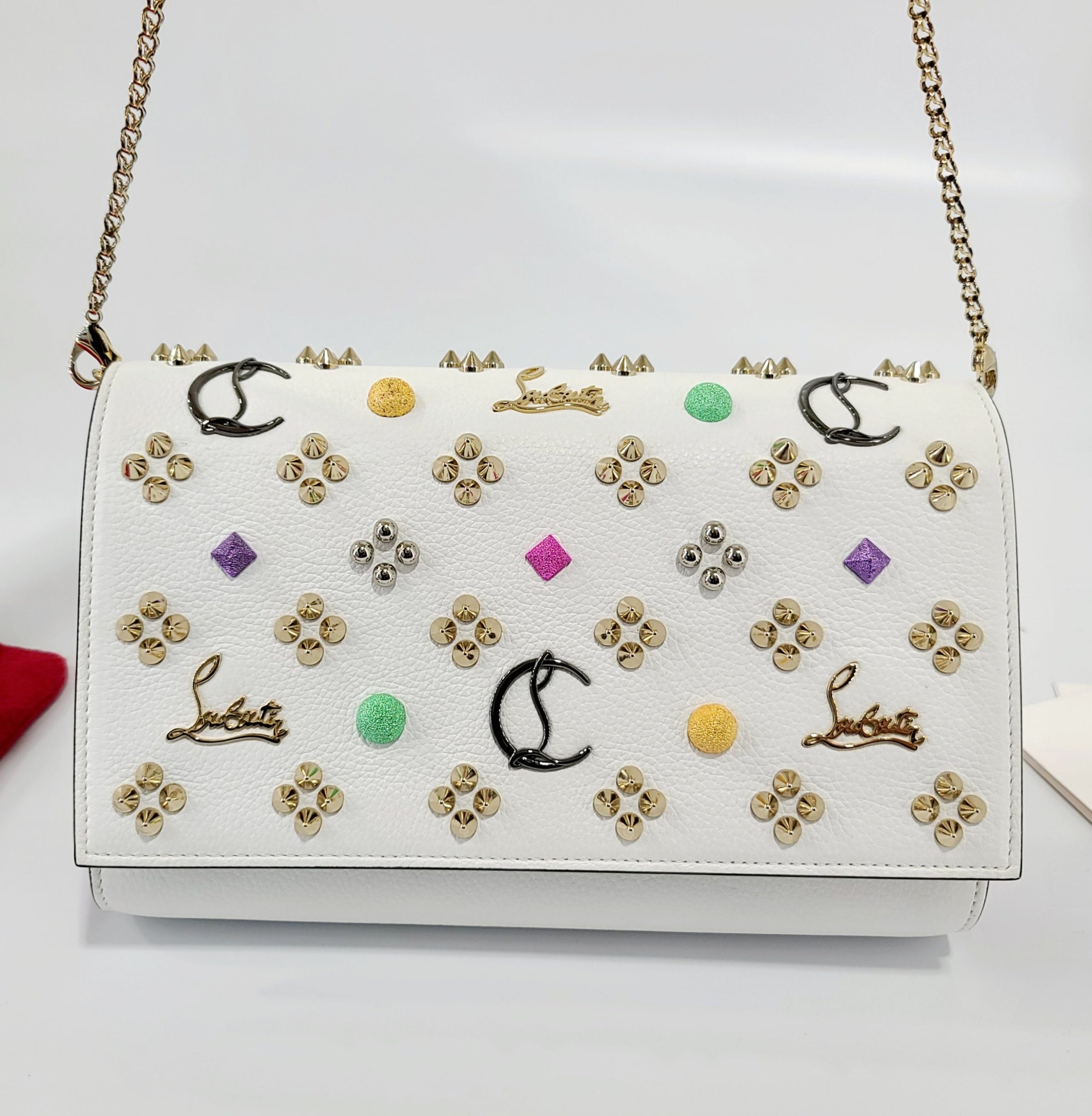 CHRISTIAN LOUBOUTIN PALOMA CLUTCH CALF EMP/SP LOUBINTHESKY GRANITE