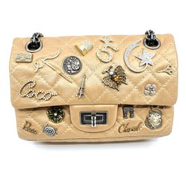 2014 Chanel Gold Aged Calfskin Lucky Charms 2.55 Reissue 224 Double Flap Bag