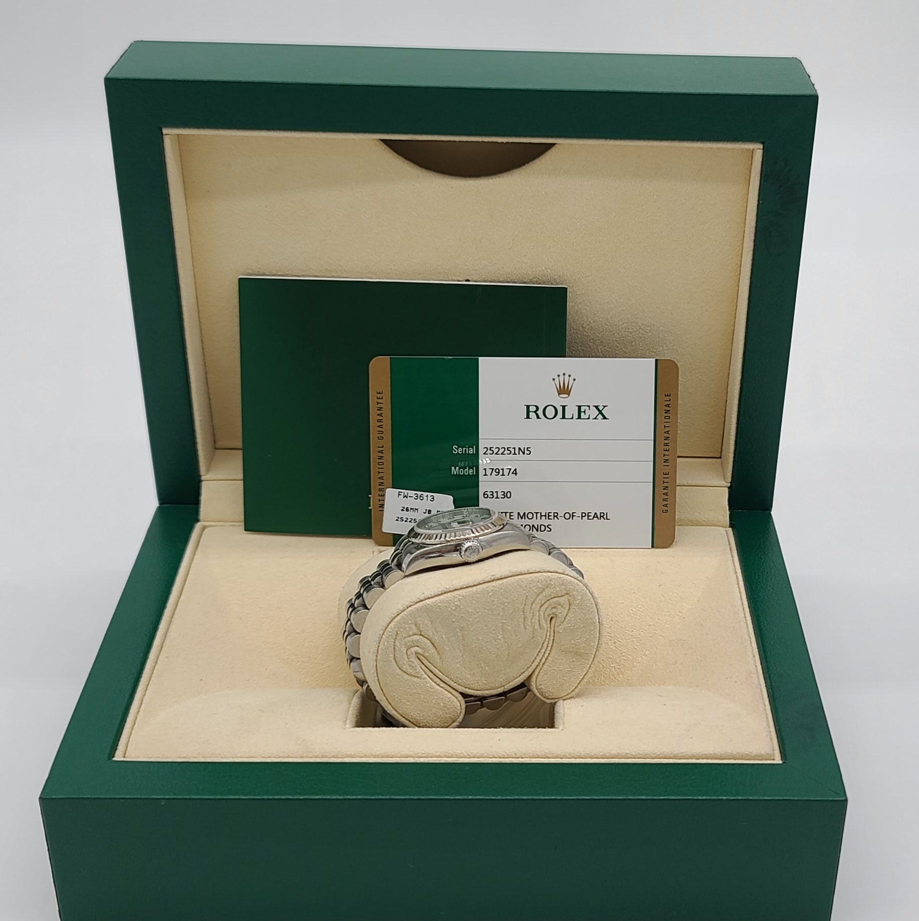 Rolex 179174 White Mother of  Pear 10 point Diamonds