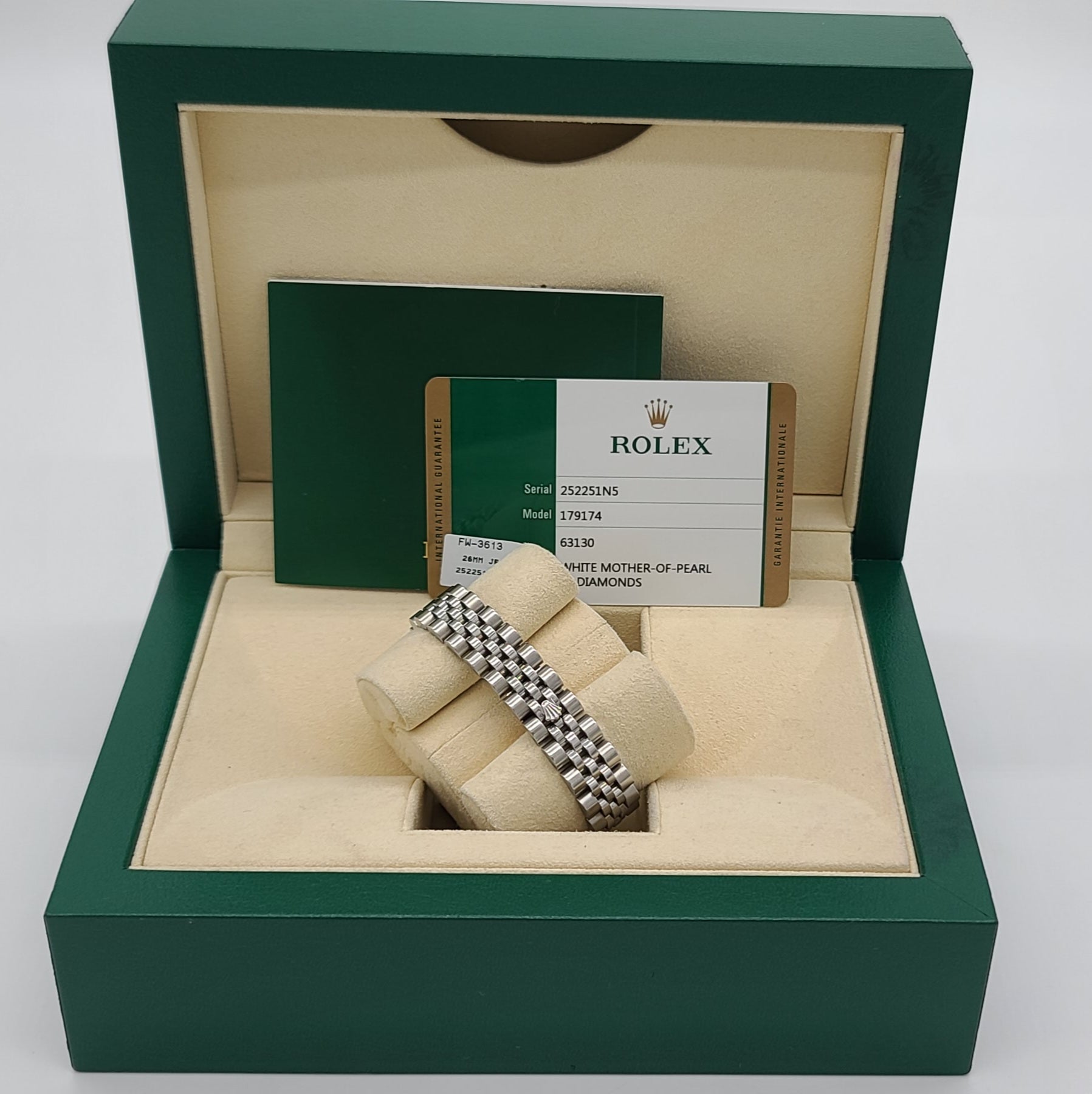 Rolex 179174 White Mother of  Pear 10 point Diamonds