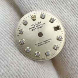 Rolex Oyster Perpetual Date Just Gold 10pt Diamond With Gold Border Dial 26mm