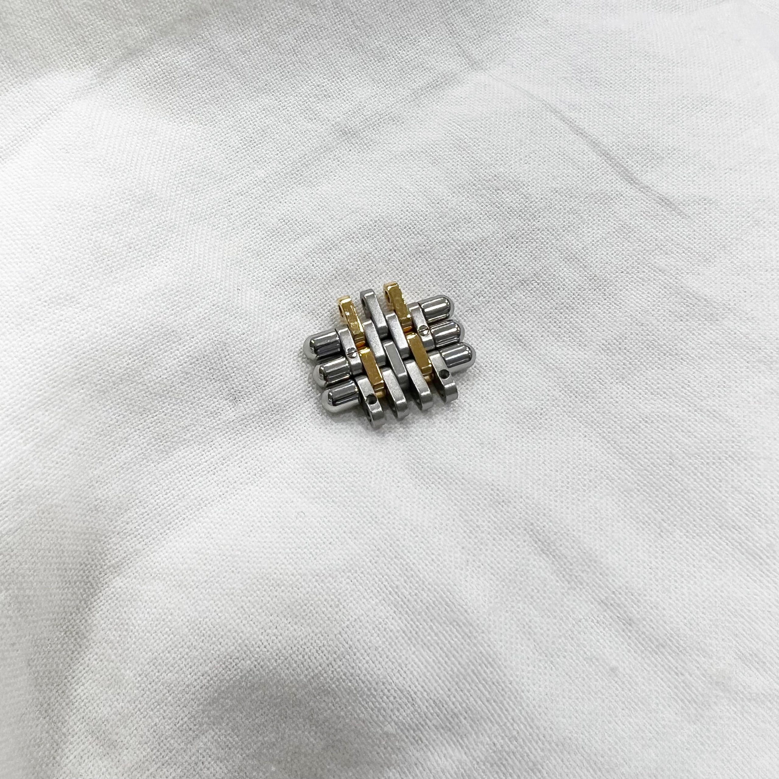 Cartier Must De 21 Link 18K Gold and Steel 3 Beads Watch Strap Bracelet Band 17mm