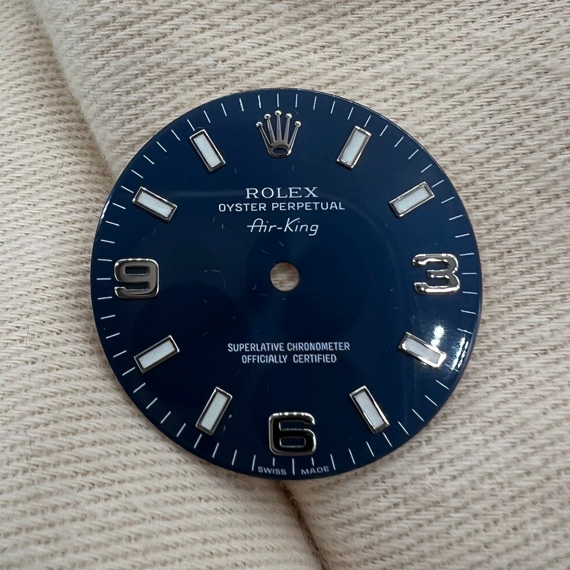 Guaranteed Authentic Rolex Oyster Perpetual Air-King Model 14010 Superlative Chronometer Officially Certified Swiss Made Dark Blue Dial 34mm