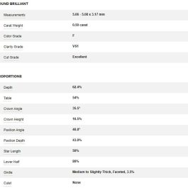 Guaranteed Authentic GIA Loose Diamond 0.5 Carat Round Natural Diamond with GIA Certification 0.50/F/VS1