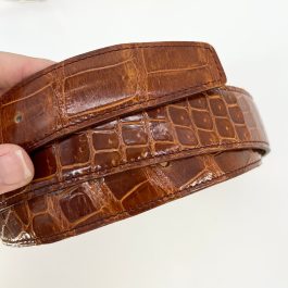 HERMES Shiny Porosus Crocodile Belt 85 [Guaranteed Authentic]