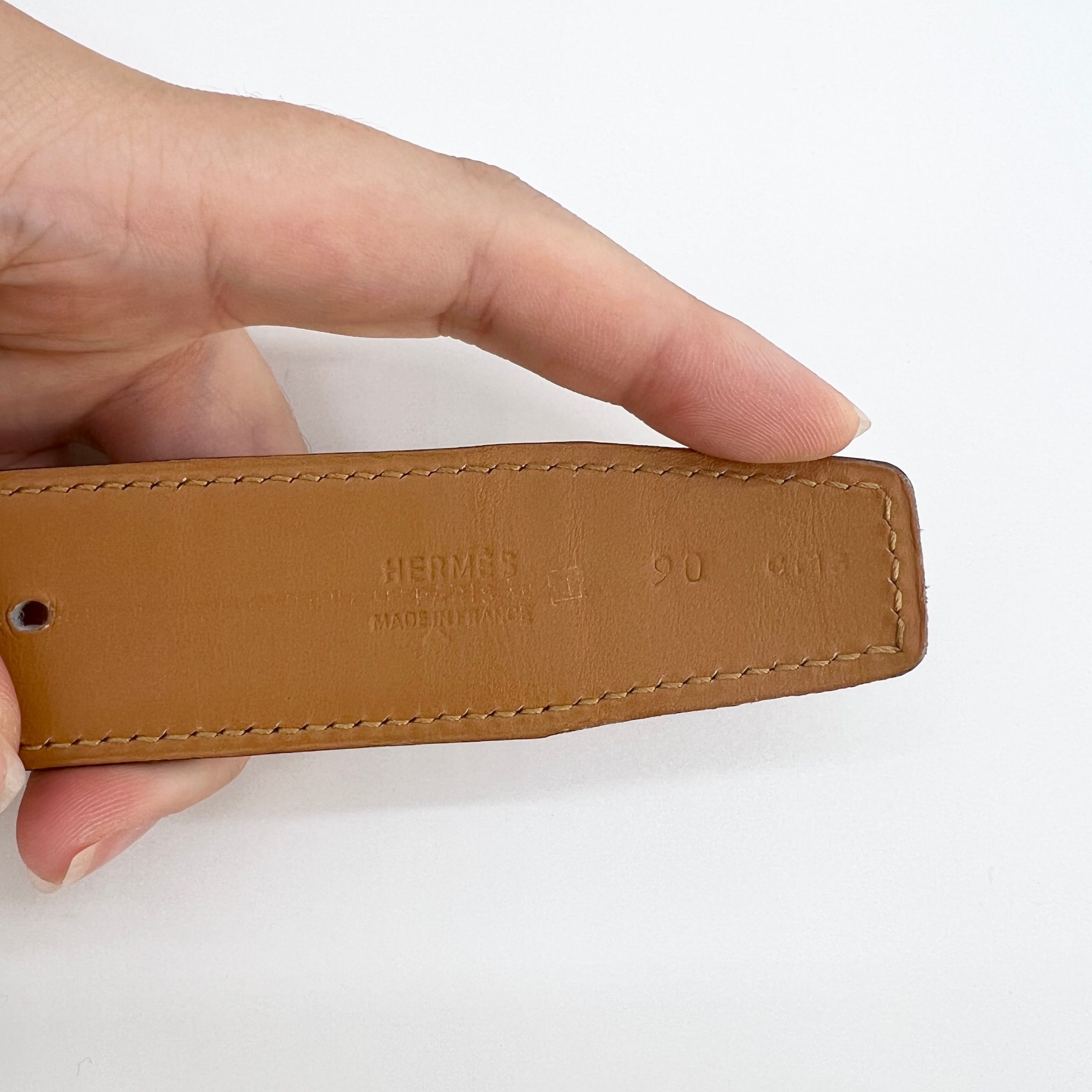 HERMES Shiny Porosus Crocodile Belt 85 [Guaranteed Authentic]