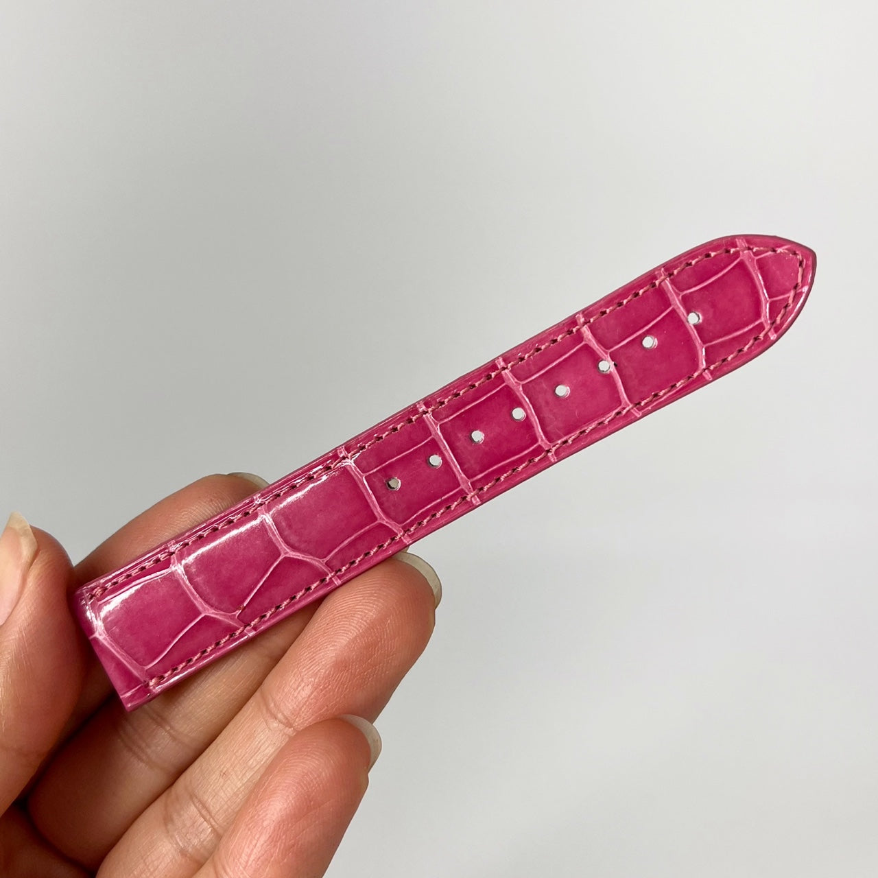 Guarantee Authentic Chanel Alligator Genuine Leather Strap Pink 18mmx16mm Watch Band