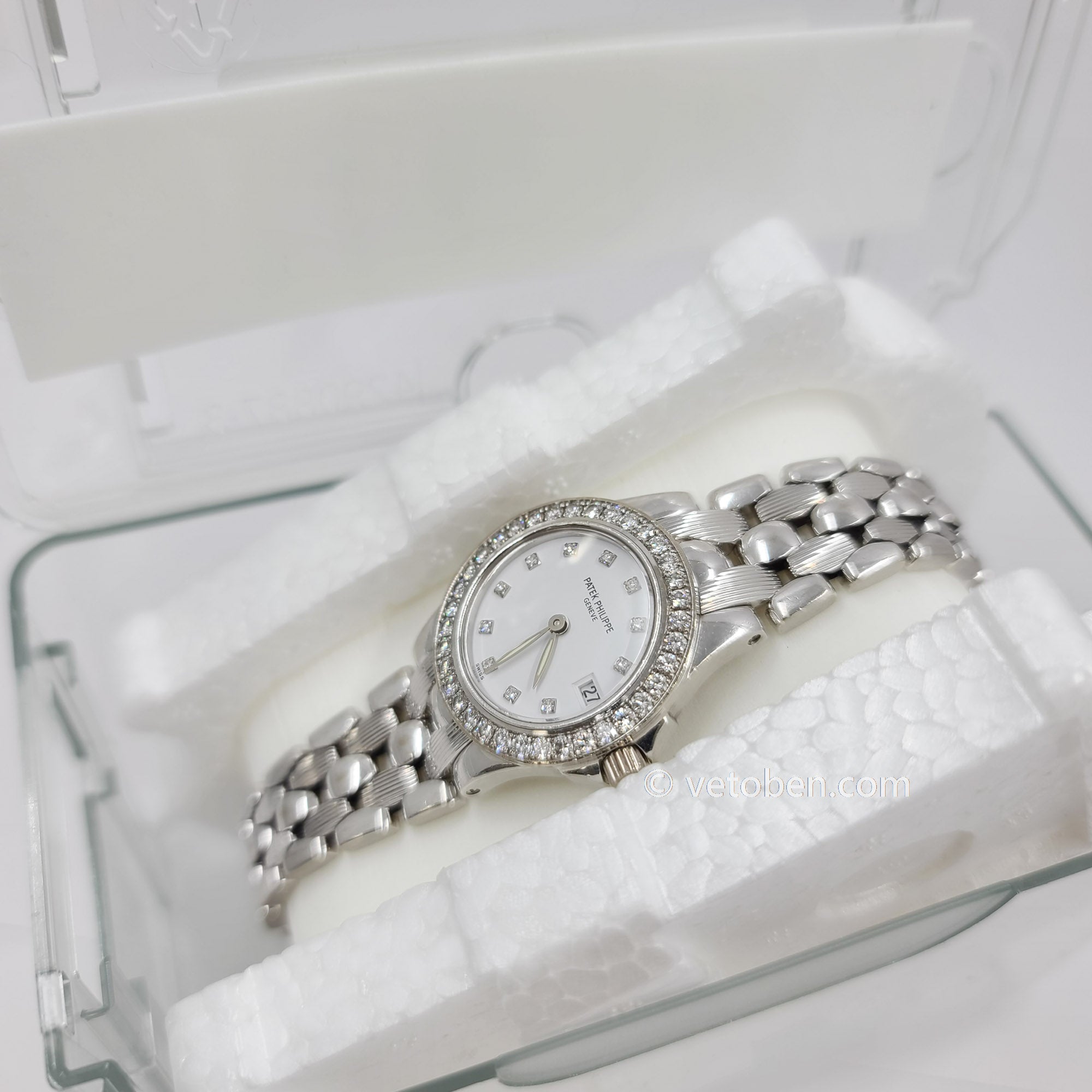Patek Philippe Neptune White Gold Diamond Ladies Watch 4881