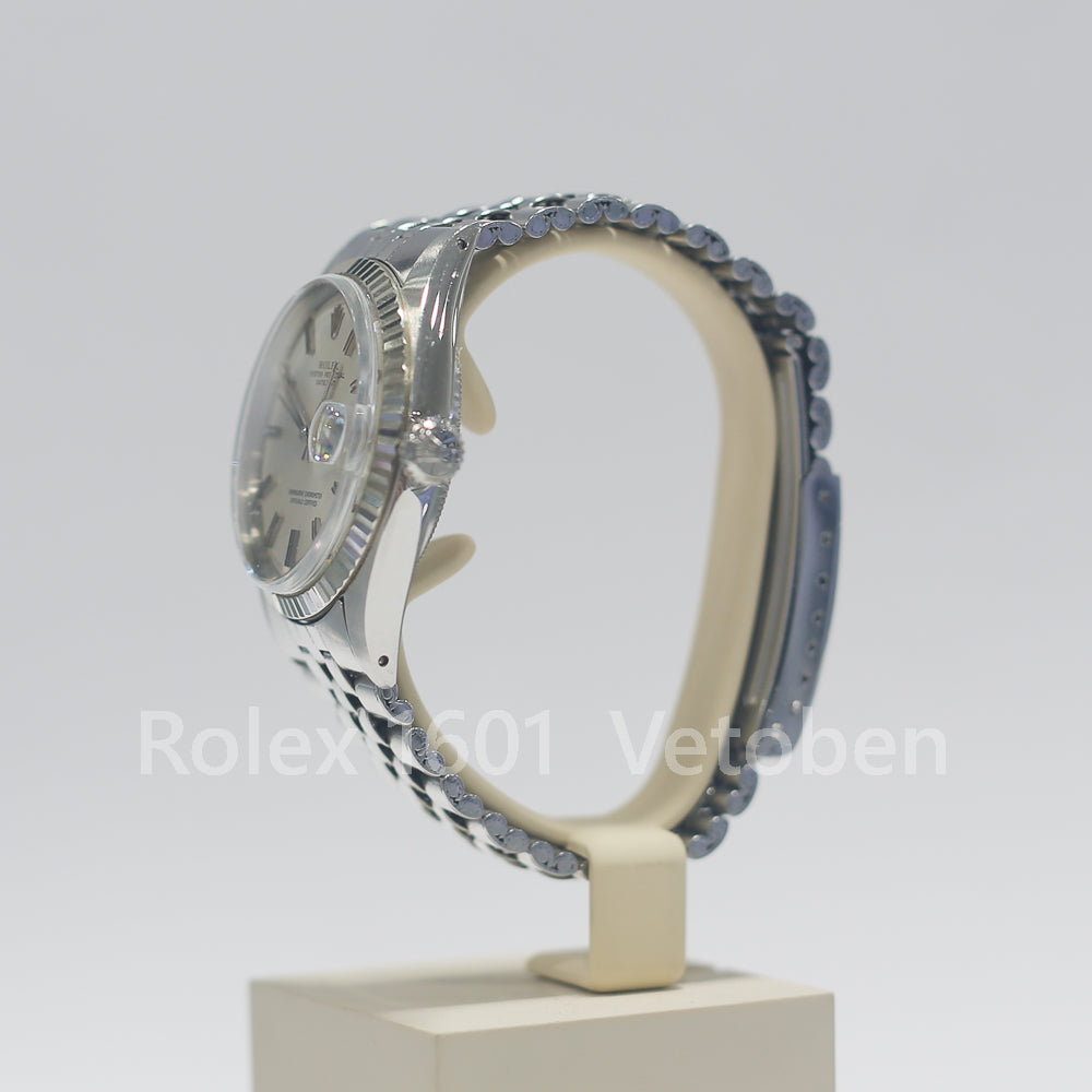 Vintage ROLEX Oyster Perpetual Datejust Stainless Steel Watch with Fluted Bezel & Jubilee Bracelet 1601
