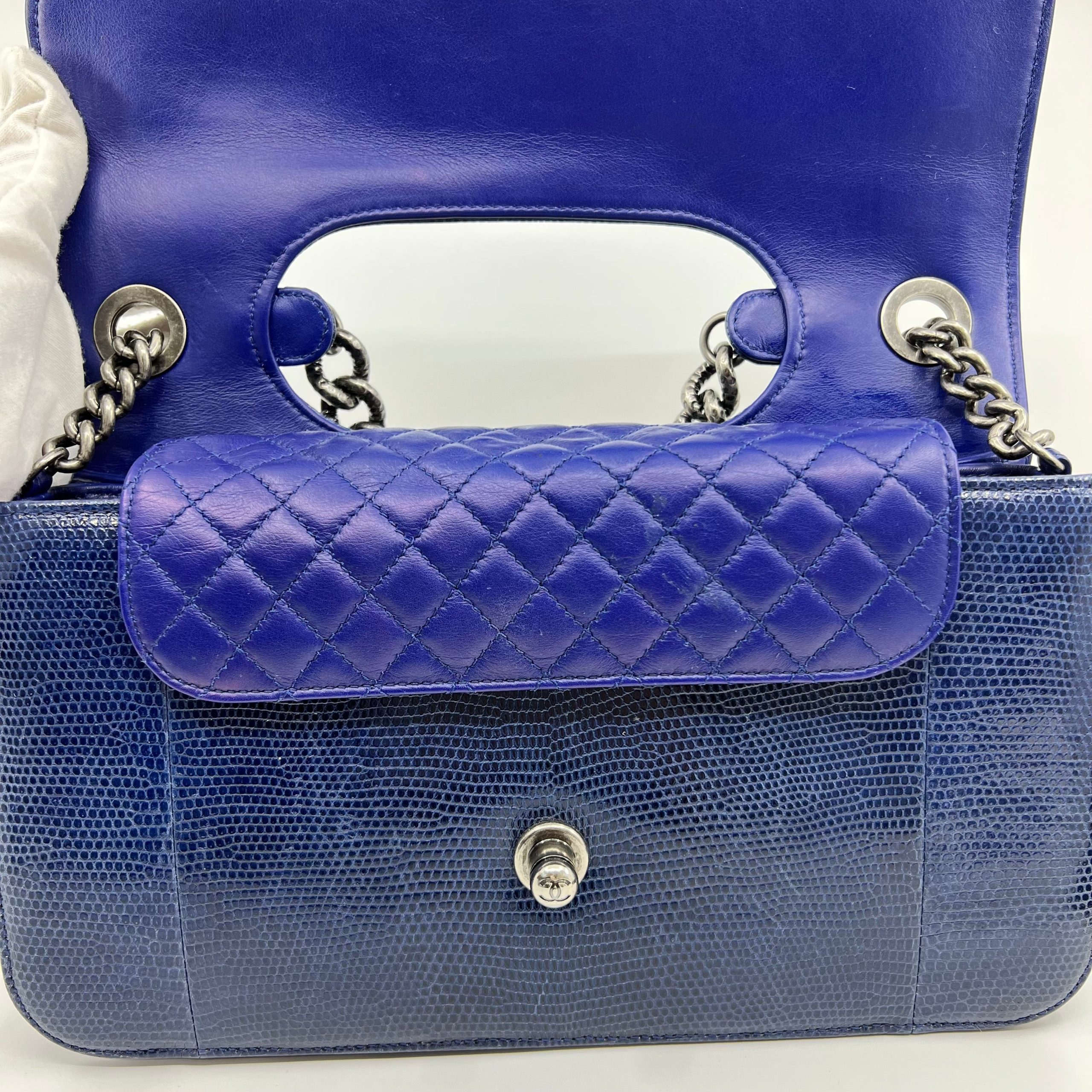 Chanel Blue Lizard Skin Medium Perfect Edge Flap Bag