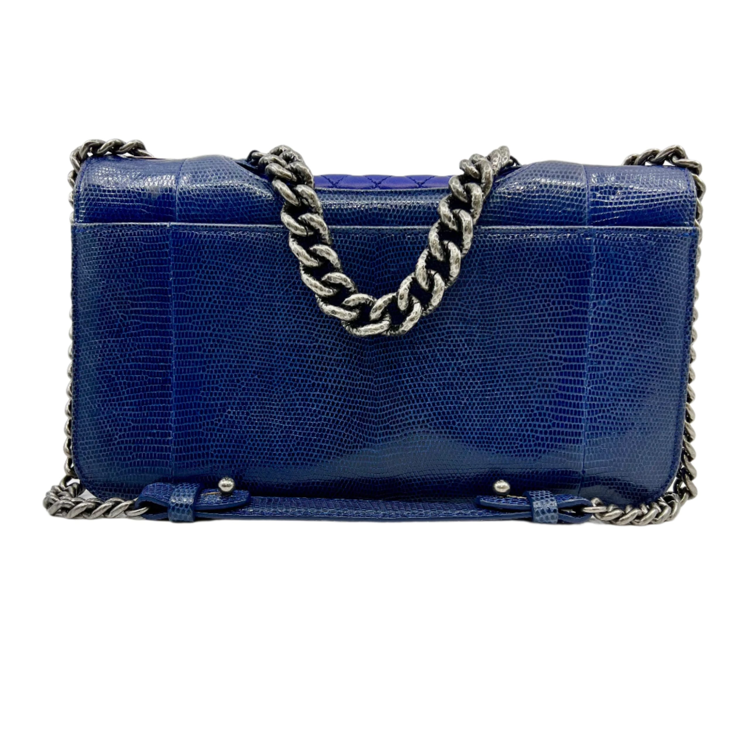 Chanel Blue Lizard Skin Medium Perfect Edge Flap Bag