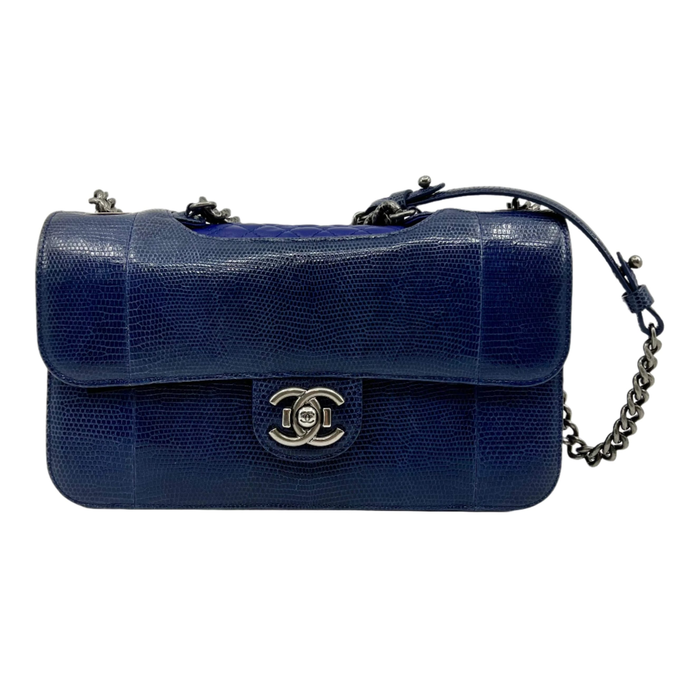 Chanel Blue Lizard Skin Medium Perfect Edge Flap Bag